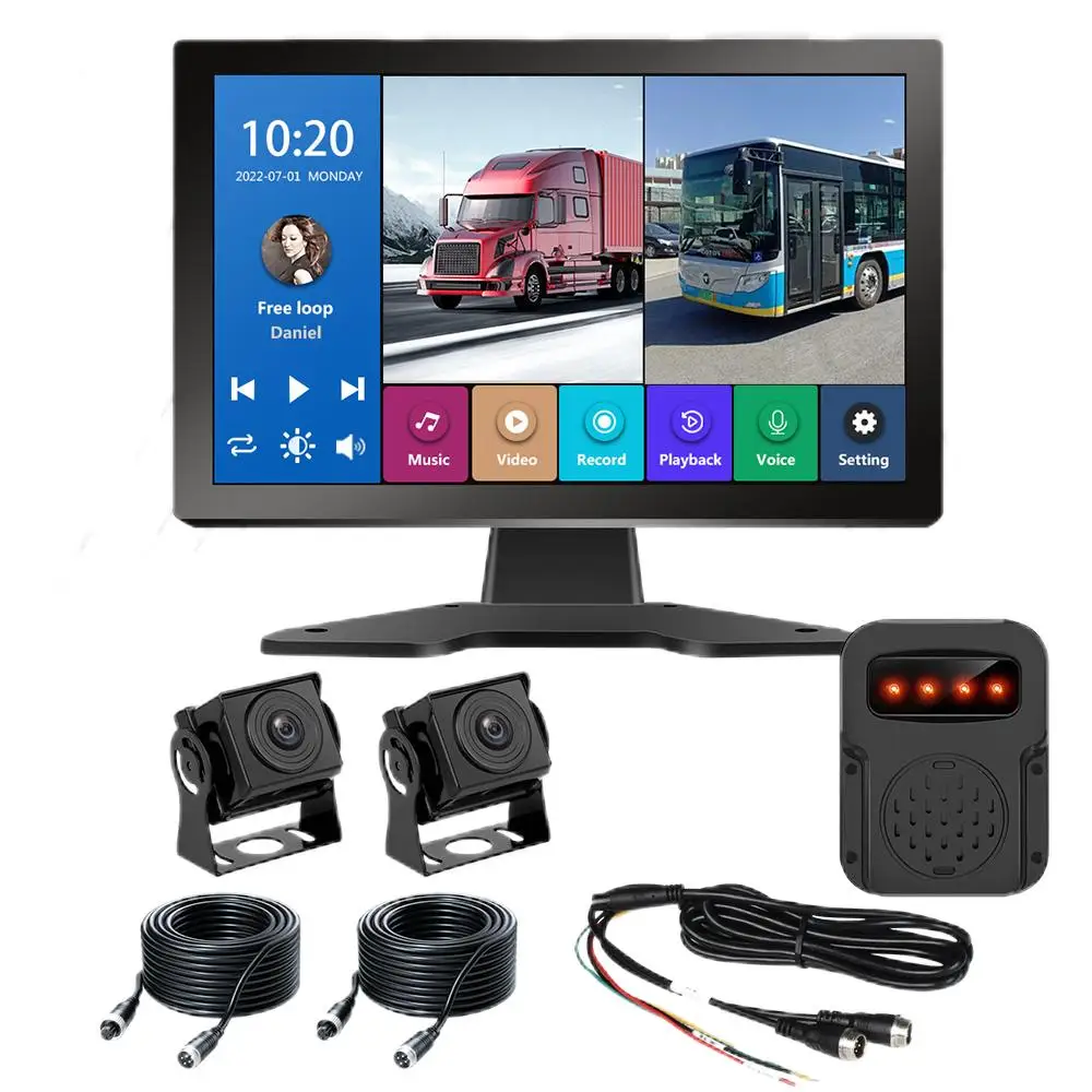 10,1-Zoll-4-Kanal-Monitor BSD-LKW-Alarm bus Onboard-DVR-Videorecorder-Monitor mit 4 AHD 1080P-Parkkameras