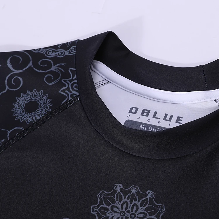 OEM Custom Jiu Jitsu Rash Guard Long Sleeve Stretchy BJJ and MMA Gear Martial Arts Wear Automated cutting sublimation rashguard