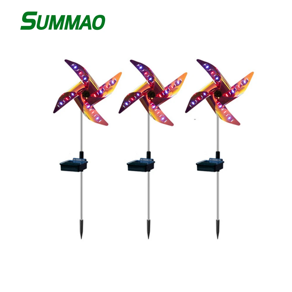 LED Spot Light Garden Path Landscape Lights Outdoor Decorative Windmill Multi-Color LED Lighting Windmill by Solar Powered