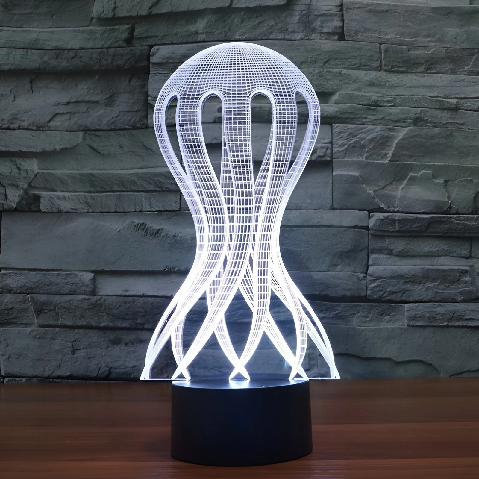 hot selling jellyfish shape acrylic 3D illusion night light