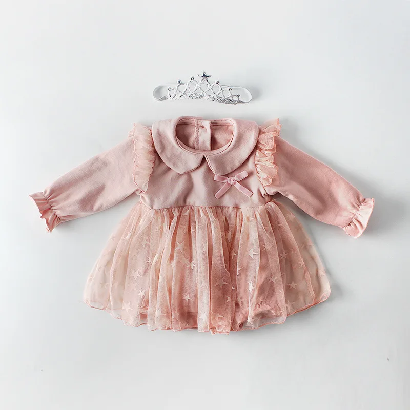 
Baby Clothes Girl Dress Kids Long Sleeve Star Mesh Cotton Baby Dress Girls Princess 