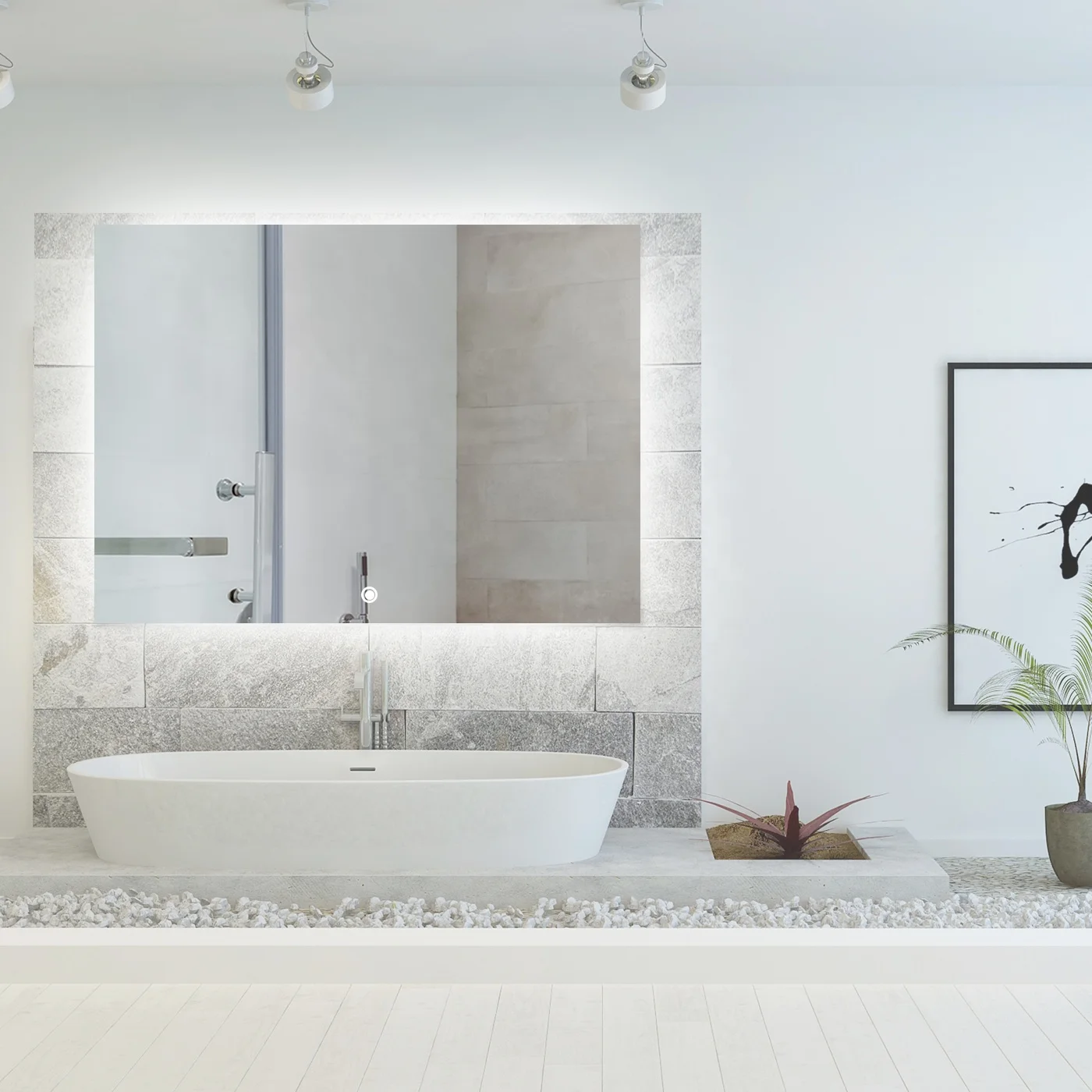 espejo inteligente backlit mirror illuminated rectangle mirror Touch Screen Bathroom Mirror With Heating Defog