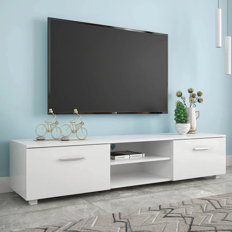 Mid-Century Entertainment Center Living Room Wooden Adjustable Storage Shelf Media Television Cabinet TV Console Table Stand