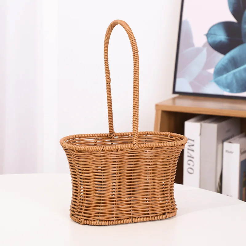New Stock Rattan Hanging Box With Flower Ribbon Gift Woven Storage Bins Wedding Decoration Flower Girl Wicker Basket Gift Basket
