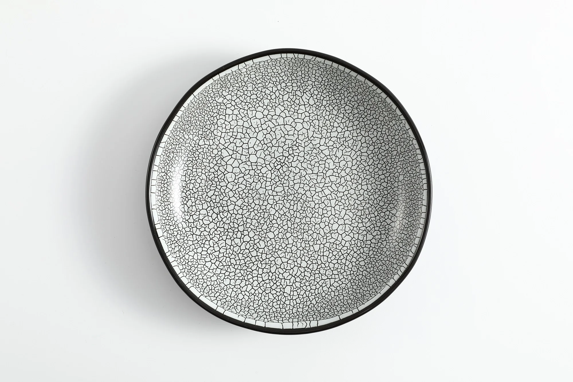 Tivray Japanese Style Main Dish Western Food Black Matte Crack Cantaloupe Stone Pattern Porcelain Ceramic Dinner Dessert Plate