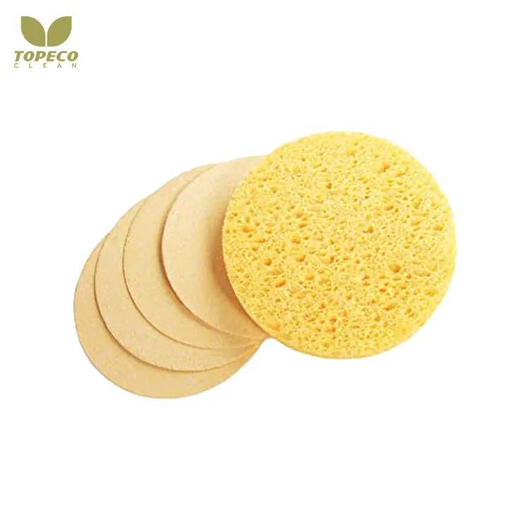 Topeco Compressed Natural Cellulose Facial Wipe Bath Sponge Super Water Absorption Eco Friendly Cellulose Facial Sponge