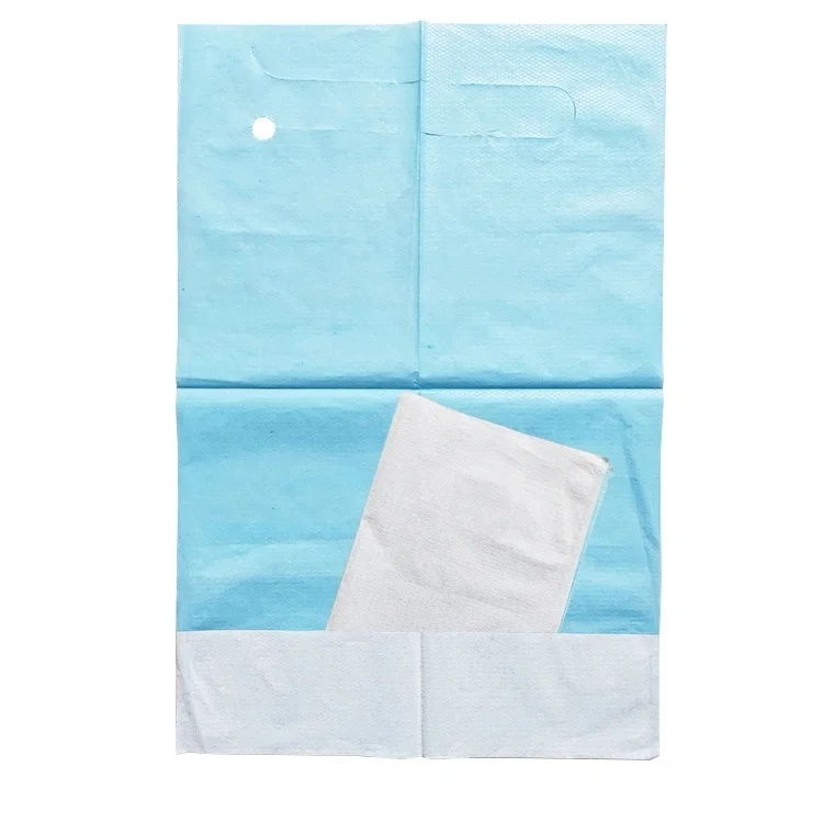 Absorbent Tissue Front Water Resistant Overhead Disposable Adult Bibs Apron For Elderly Patients