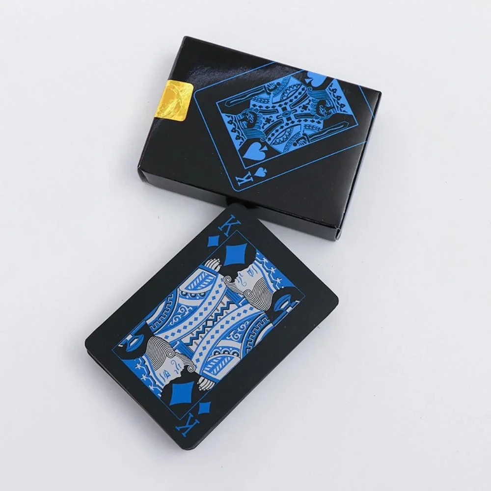 Custom LOGO PVC plastic waterproof playing cards poker deck gold foil poker set tarot card for family game black silver red blue