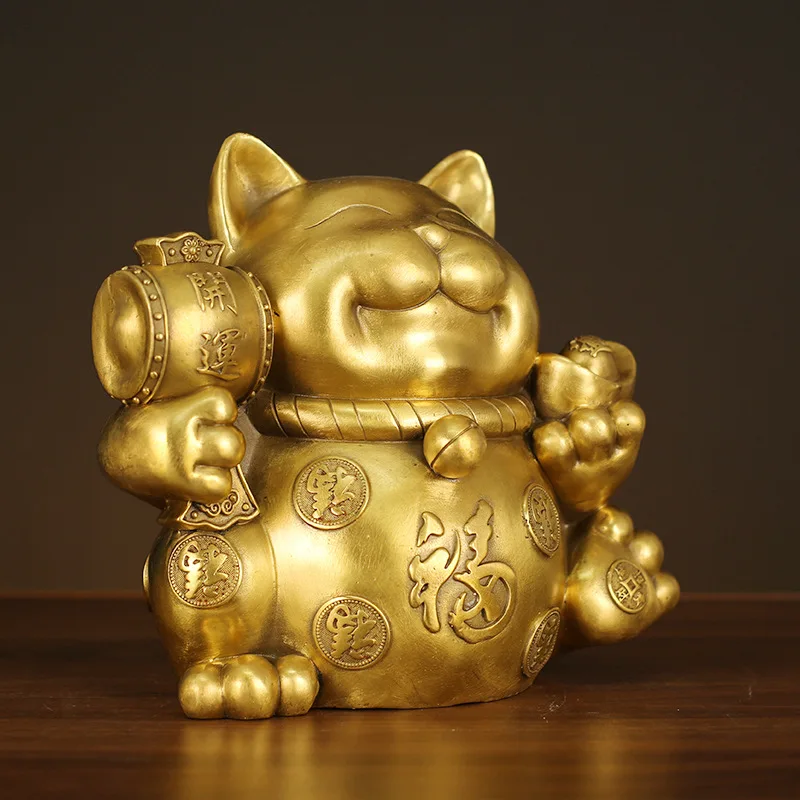 Factory customize brass animals lucky cat copper products cat statues lucky sculpture cat figurine