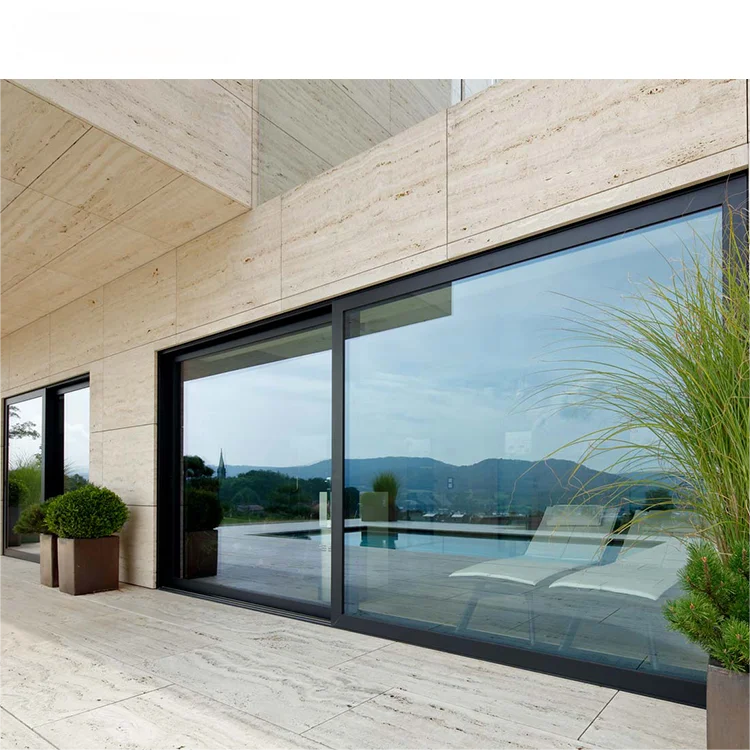 Residential system double glass  trackless aluminum luxury  doors and windows image