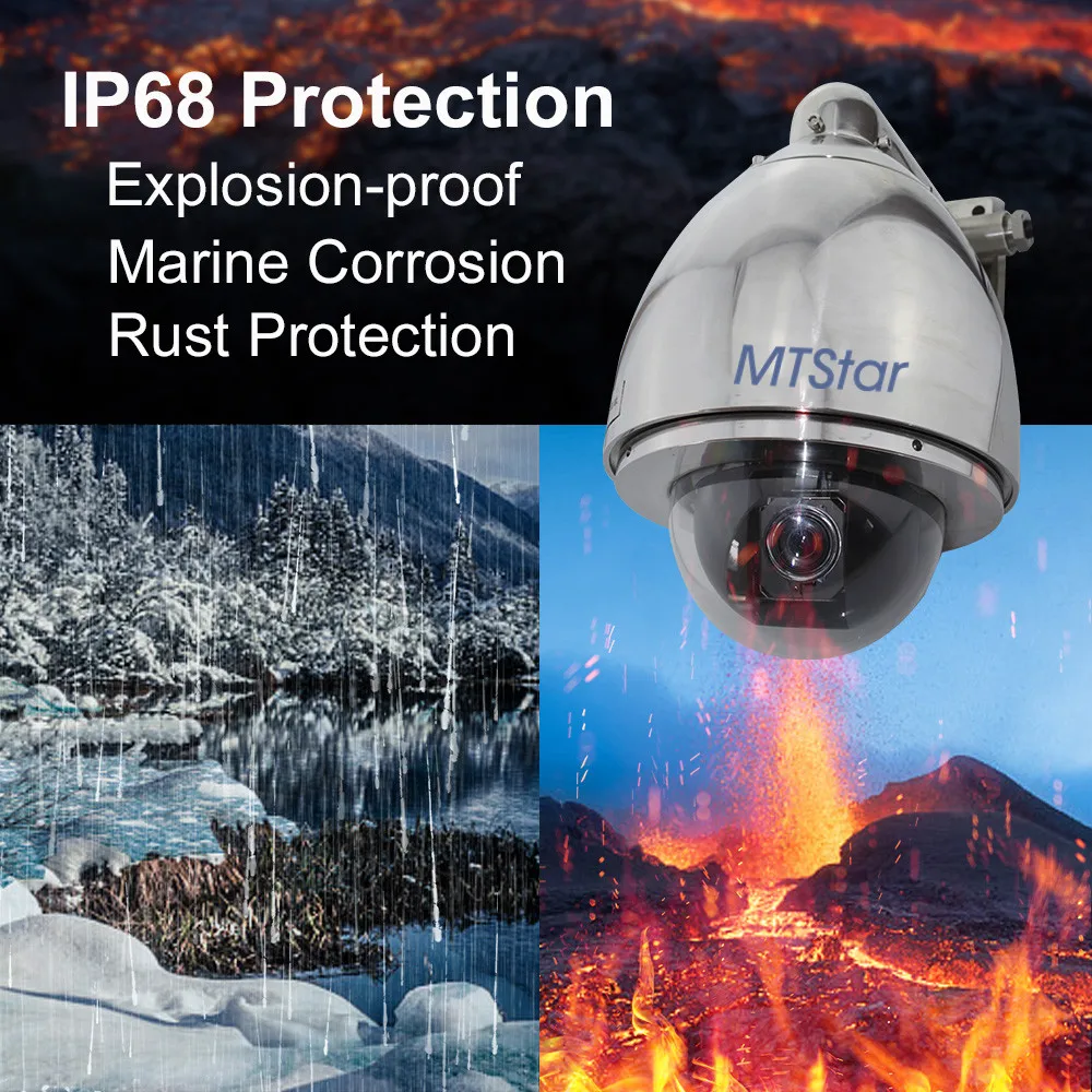 Высокоскоростная купольная камера IP68 PTZ с оптическим зумом Взрывозащищенная морская защита от коррозии из нержавеющей стали 5 0 МП 36X IP