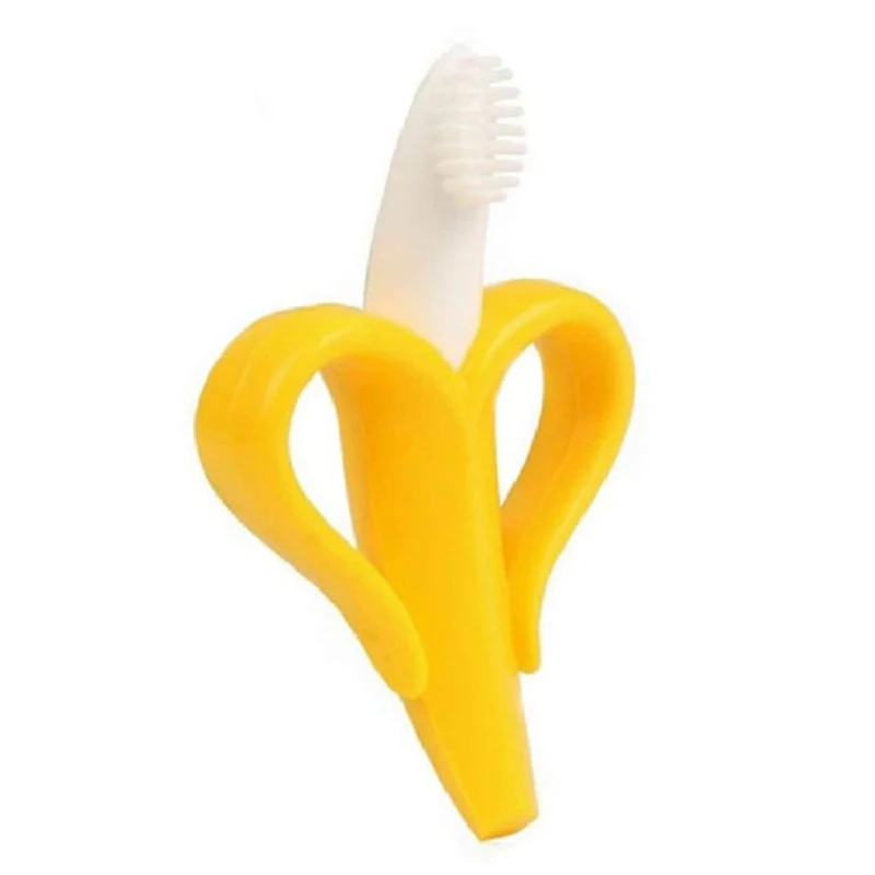 
soft BPA free silicone banana teether baby toothbrush teething Non-Toxic hot selling 2019 