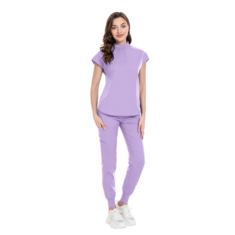 Hot Selling Yellow Color Scrubs Medical Uniform Women Nursing Scrub Set Dental Hospital OEM Clinic Flare Pants Hospital Uniform