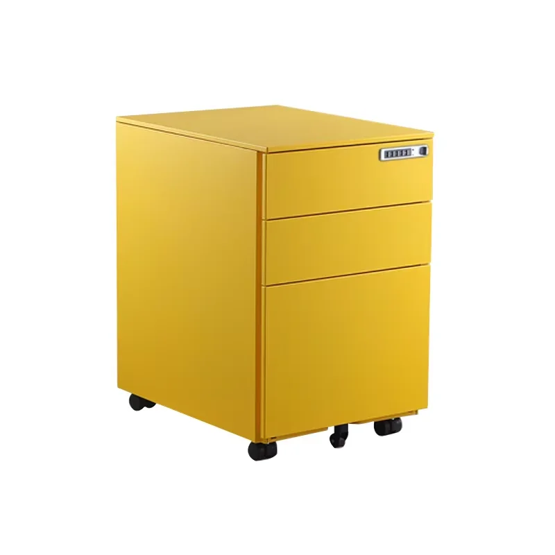 Modern 3-Drawer Steel Mobile Pedestal Cabinet Movable File Storage with Frame for Office Home Kitchen or School