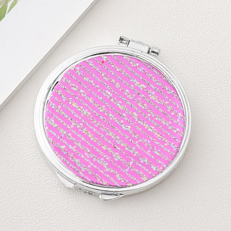 Custom Print Logo modern Cute Acrylic Pocket Round Mini portable metal Make Up Hand Mirror For Makeup Small Vanity Mirror