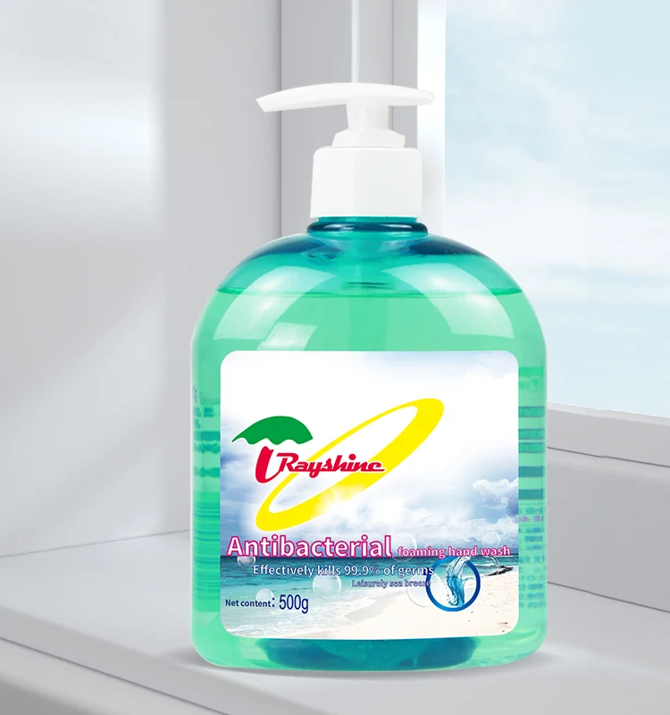 Rayshine Wholesale Custom Private Brand  eco-friendly Ocean fragrance Liaquid Soap for hand washing with Pump Head 500G