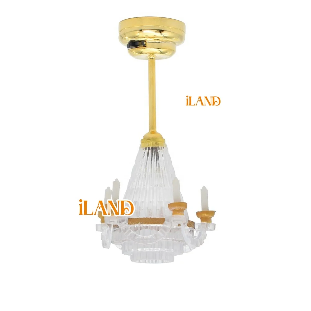 ILAND Dollhouse Electromagnetic Model 1:12 Five Candle Chandelier For Dollhouse Study, Living Room, Bedroom.