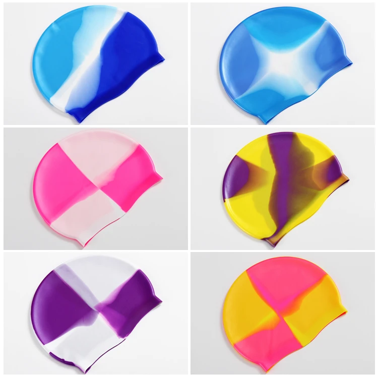 Color Matching Adult Men and Women Swim Cap Swimming Cap and Non-slip Water Sports High Quality Custom Logo Silicone Waterproof