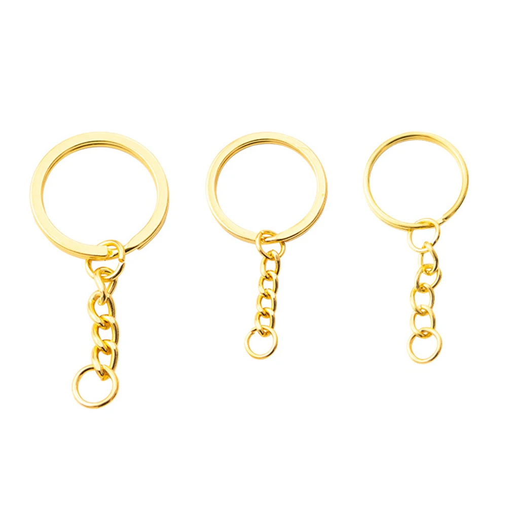 Factory Wholesale 25-30mm Gold Flat Metal Keychain Ring Kit Bulk Keyring for Resin DIY Crafts