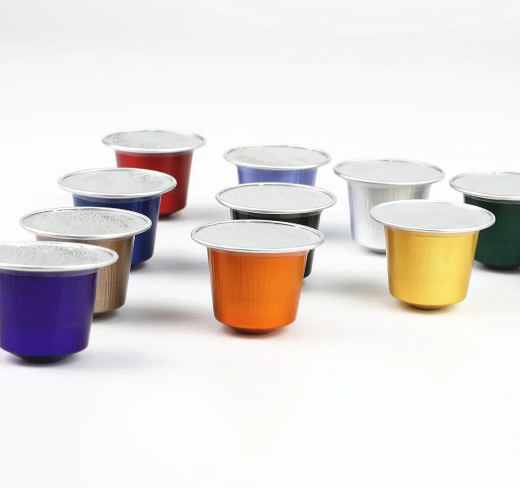 wholesale colorful aluminum compatible empty coffee capsule