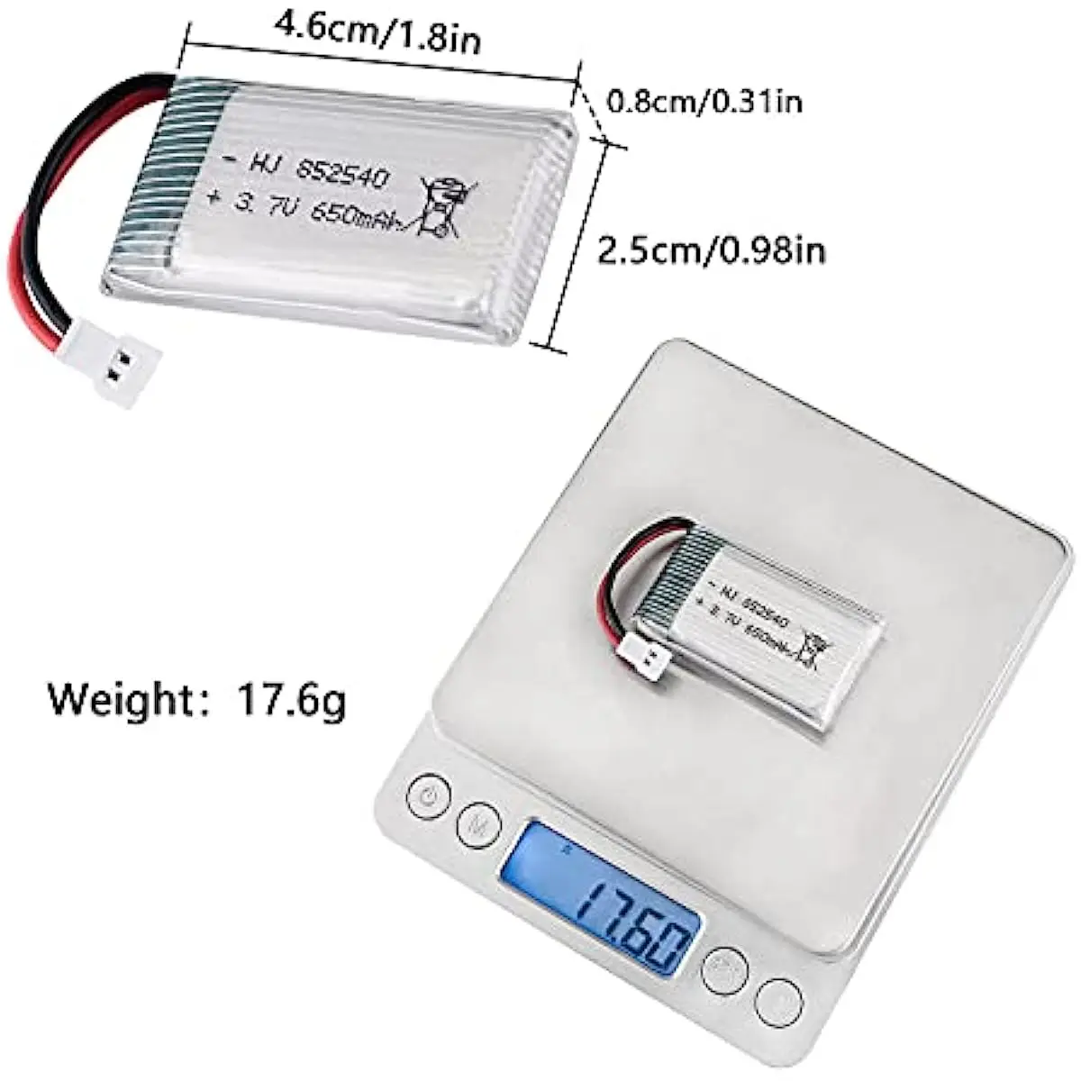 Литий-ионная аккумуляторная батарея Lipo 3,7 В, 650 мАч, 3,7 В