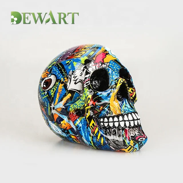 Hot Selling Craft Handmade Scary Skull Sculpture Decor Resin Art Statue For Halloween Holiday Home Decoration Accessories