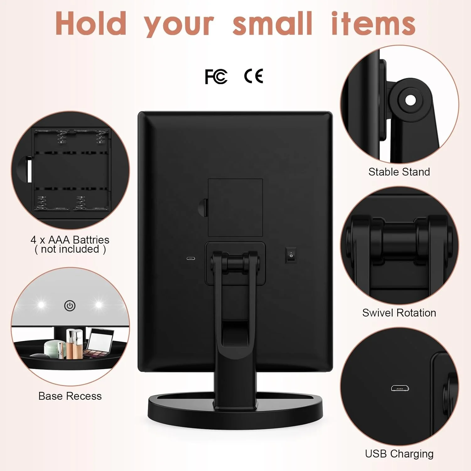 Lighted Foldable Portable 21 Bright LED Light Travel 2x 3x Magnifying Trifold Vanity Makeup Mirror With Led Lights