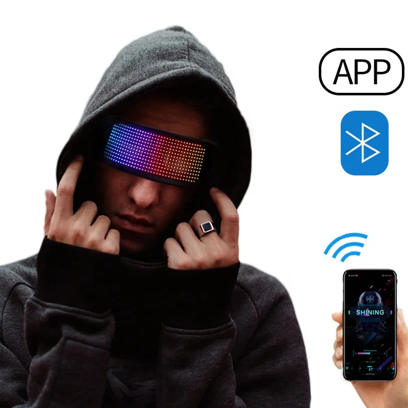 Free Drop Shipping RGB DIY Programmable Pattern Led Glasses