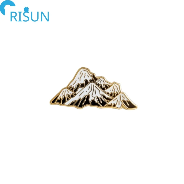 Manufacture Metal Custom Mountains Enamel Pin Brooch Enamel Mountain Scenery Night and Day Mountains Lapel Pin Badge