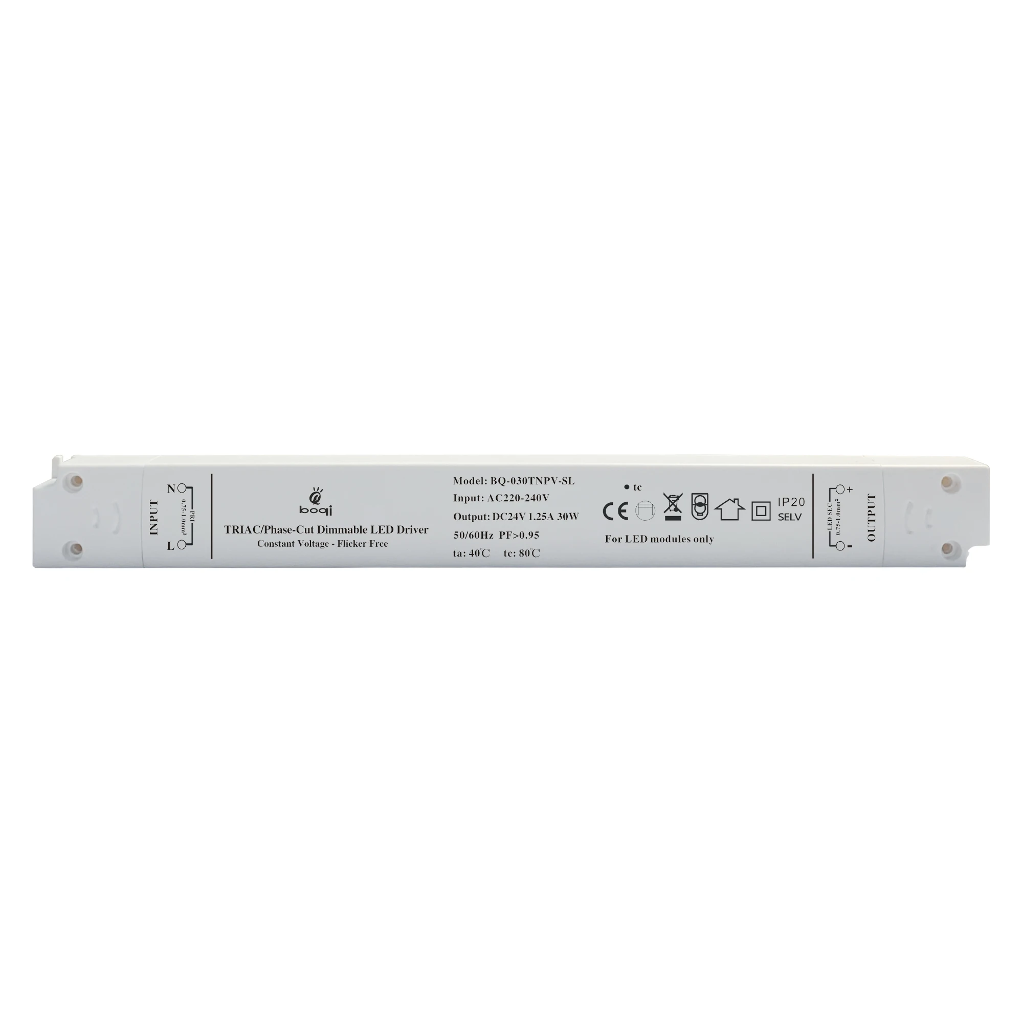 CE RoHS TRIAC And Phase Cut Dimmable LED Driver 24V 1.25A Constant Voltage