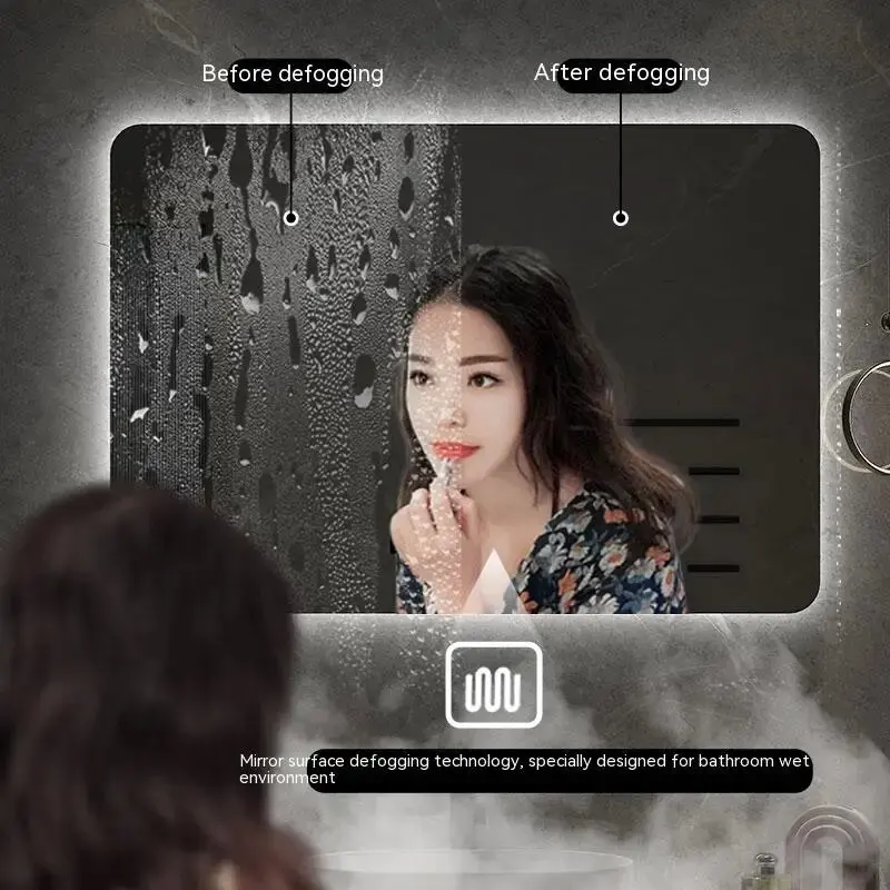 Customized led bathroom mirror backlight smart hotel bedroom defogging large espejo decorative mirror