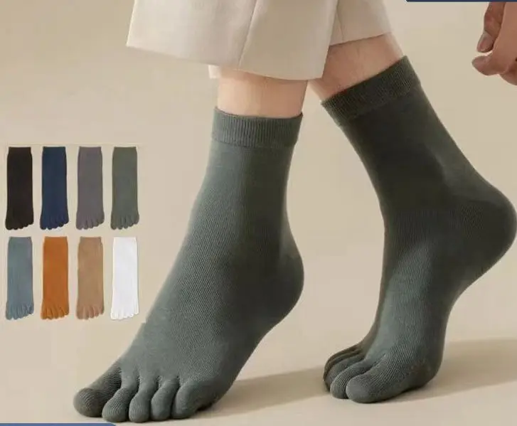 Unisex Men and Women Five Fingers Socks Breathable Cotton Socks Sports Running Solid Color Black White Grey Socks