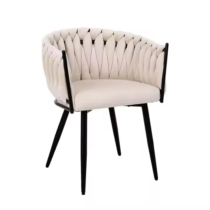 Curved Edges Back Velvet Accent Chairs Restaurant Hall Leisure Comfort Fabric Dining Room Furniture Chair