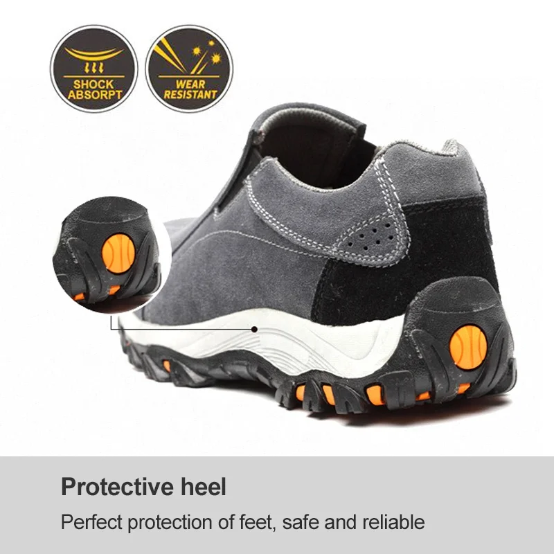 mesh net breathable suede upper material steel toe and sole anti piercing anti puncture leisure men safety shoes