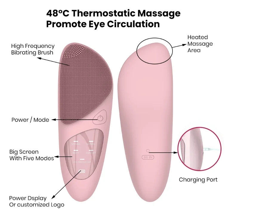 Facial Cleansing Brush with Hot Compress Eye Massager 2023 NEW Product Waterproof Deep Pore Cleaning Ultrasonic Silicone 3 in 1