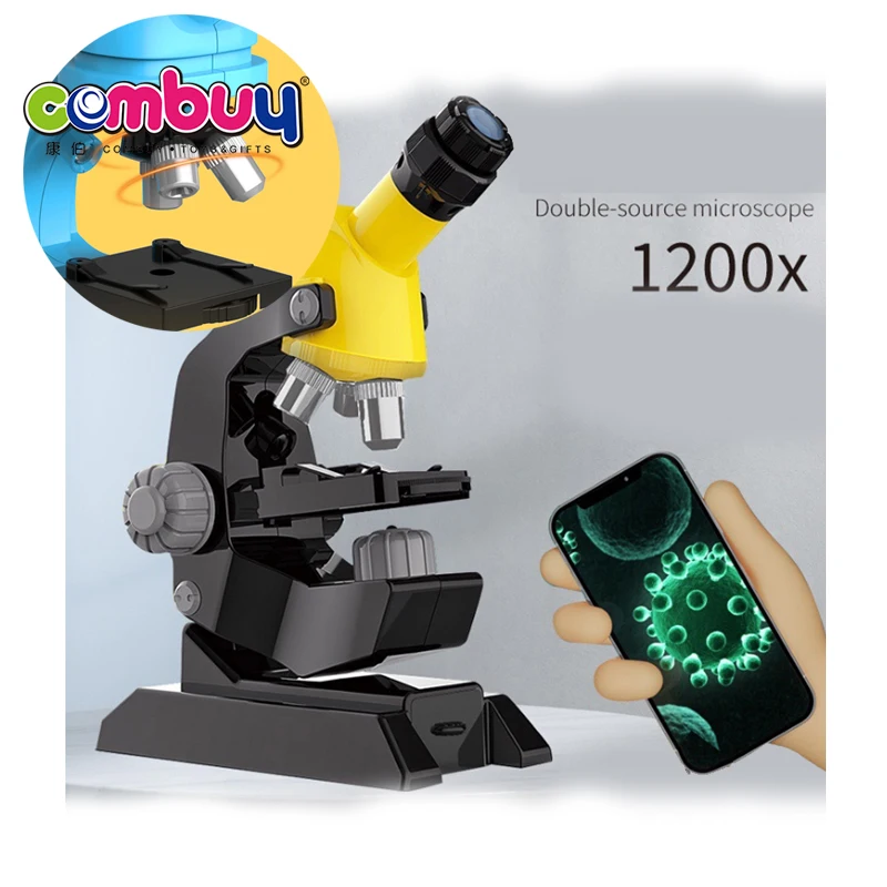 Educational 100-400-1200X children focusing biological toy microscope kids science