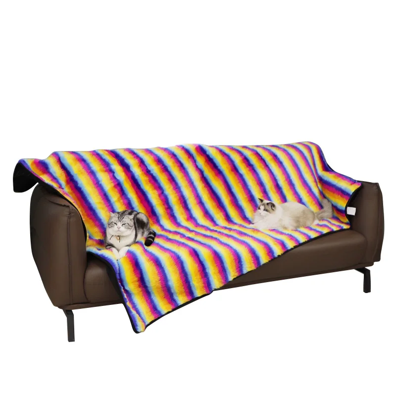 2022 new design of sofa cover Rainbow style wholesale couch Fleece blanket sofa protector waterproof