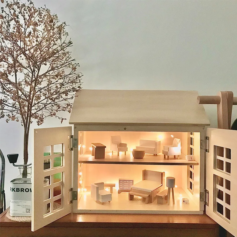 Wholesale Children wooden simulation family toy mini furniture pretend play doll house