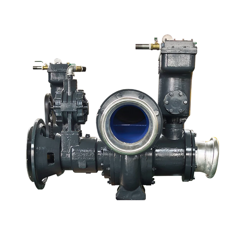 High suction and fast exhaust diesel engine vacuum assisted flood control pump