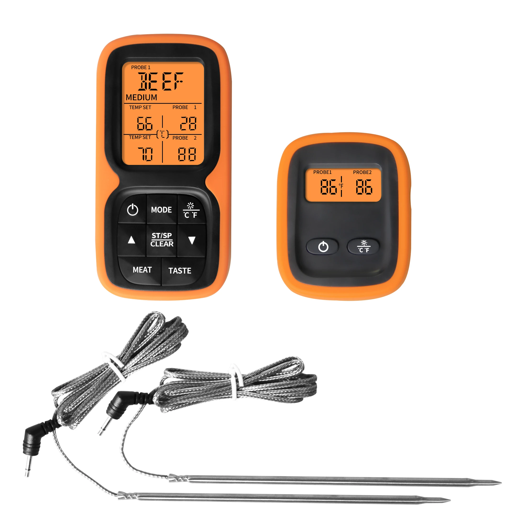 Instant Read Wireless Meat Thermometer Digital Cooking Thermometer 2 Probes 200Ft Food Thermometer Waterproof Probe for BBQ Oven
