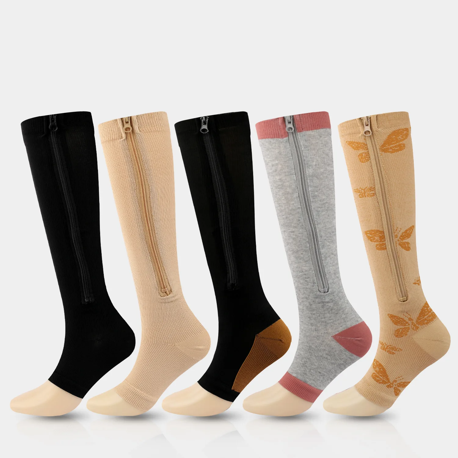 KTS- 609-2 Manufacturers custom zipper sport nurse compression socks for men women