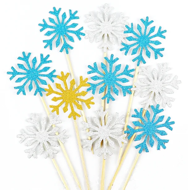 Christmas Tree Snowflake Snowman Cane Candy Santa Claus Sledge Cake Toppers Cupcake Toppers for Merry Christmas Party Supplies
