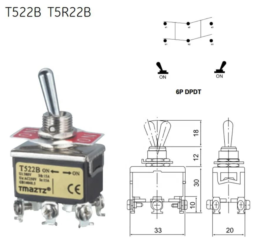  15A 250 dpdt 6 pin-код 3 позиционный переключатель Вкл/Выкл На Мгновенный морской