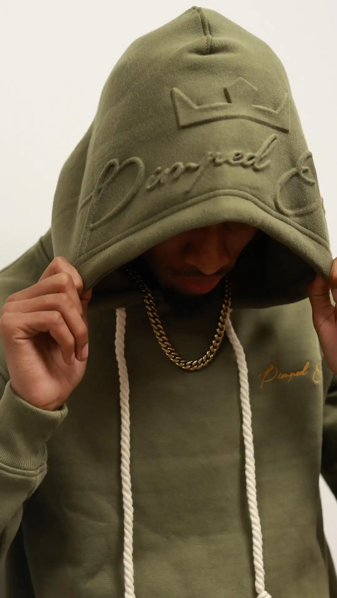Trend Style Mold Creation Hood Embossment Logo Pure Cotton Oversized Fit Hoodies Plain Pullover 3d Embossing Technique Hoodie
