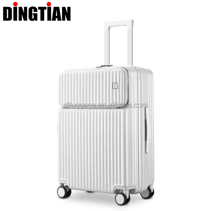 Universal Wheels Tsa Lock Password Boarding Laptop Computer Pocket Type-C Usb Trolley Travel Suitcase Front Opening Luggage