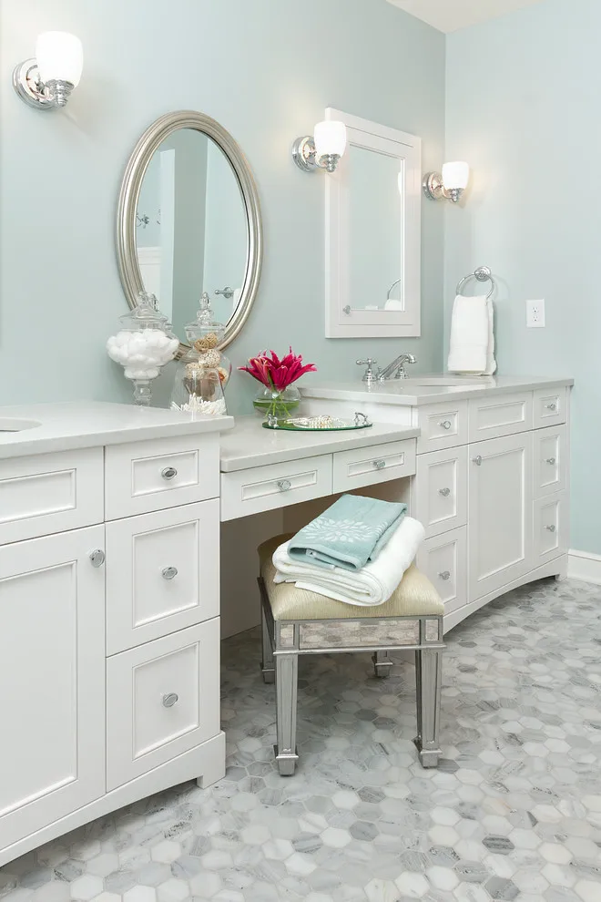 Luxury Australia Standard Calacatta Marble Double Sink Bathroom Cabinets