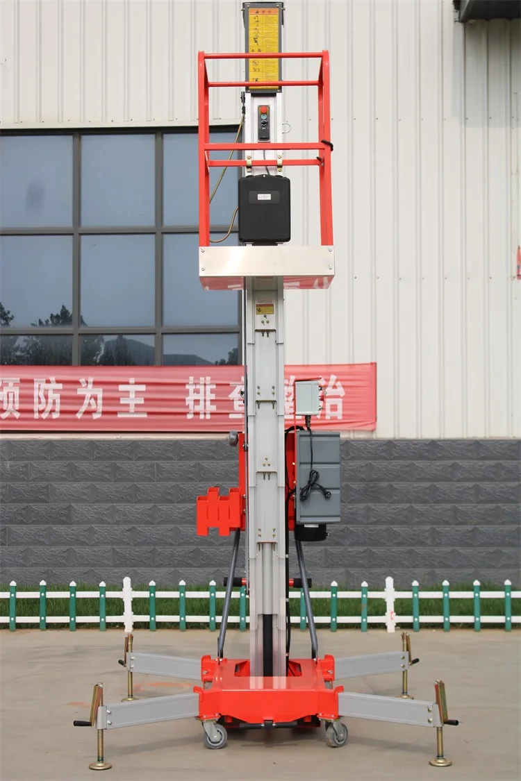 GTWY1 China Hydraulic Single Mast 4.7m 6.2m 7.8m 9.2m 10.4m 12m Aluminum Alloy Aerial Platform Vertical Lift