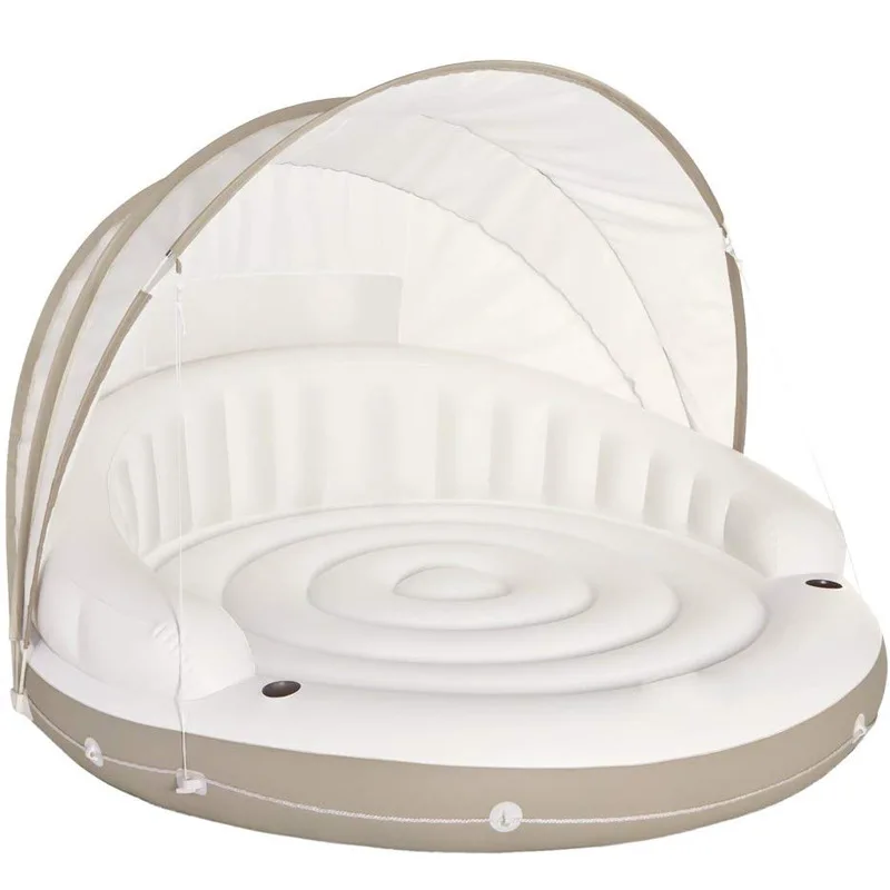 
OEM Pool Party Curved Awning Circle Floating Pool Bed Float PVC Inflatable Pool Float 