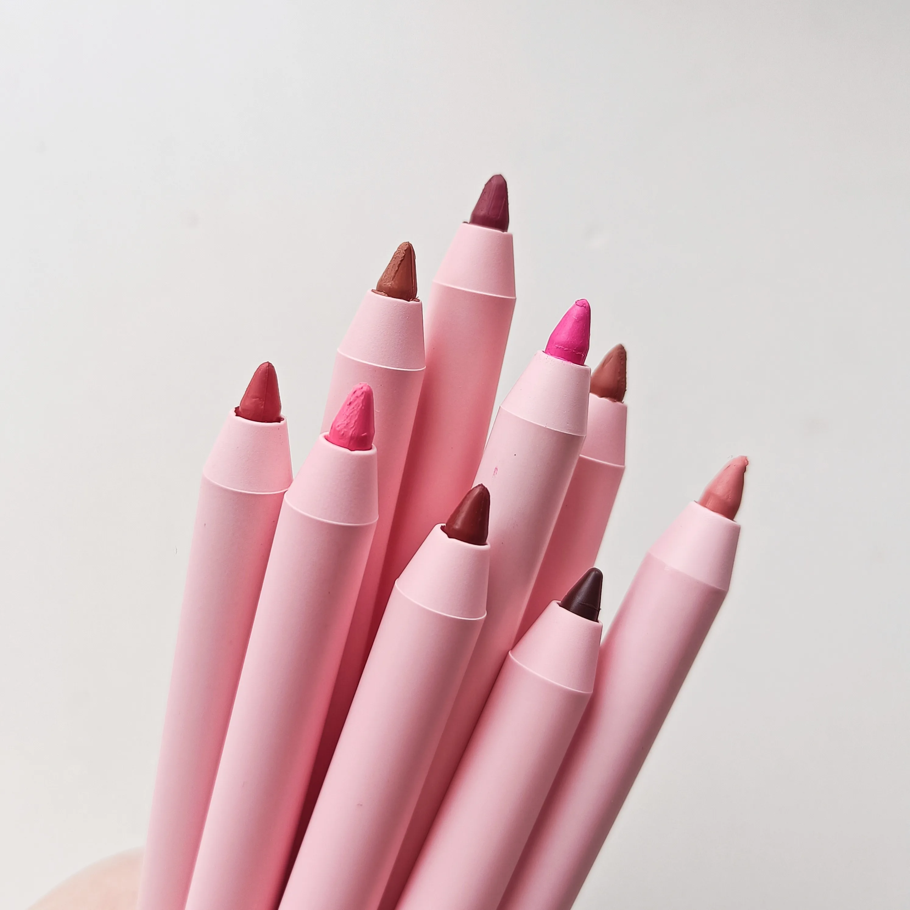 Wholesale Pink Cute Popular Vegan Creamy Matte Lipliner Custom Logo Private Label Twist Up Lip Liner Pencil