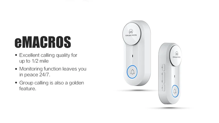EMACROS New Product Intercom Door Bell Ring Wireless With Voice Intercom 2 Way Talk
